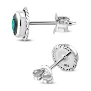 Abalone Shell Round Stud Silver Earrings - e369